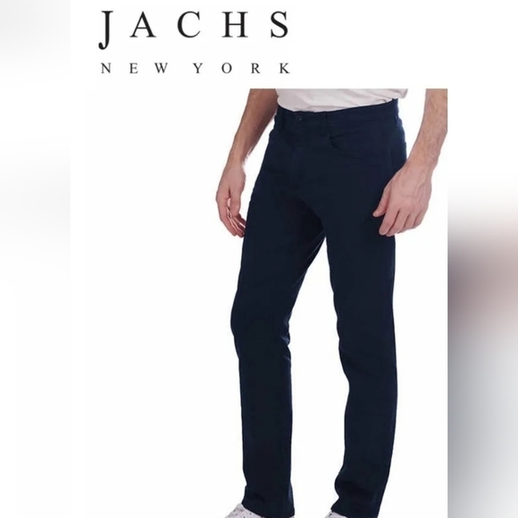 Jachs New York Men's Stretch Straight Fit Mid-Rise Navy‎ Blue Pant 36" x 29". - Picture 1 of 9